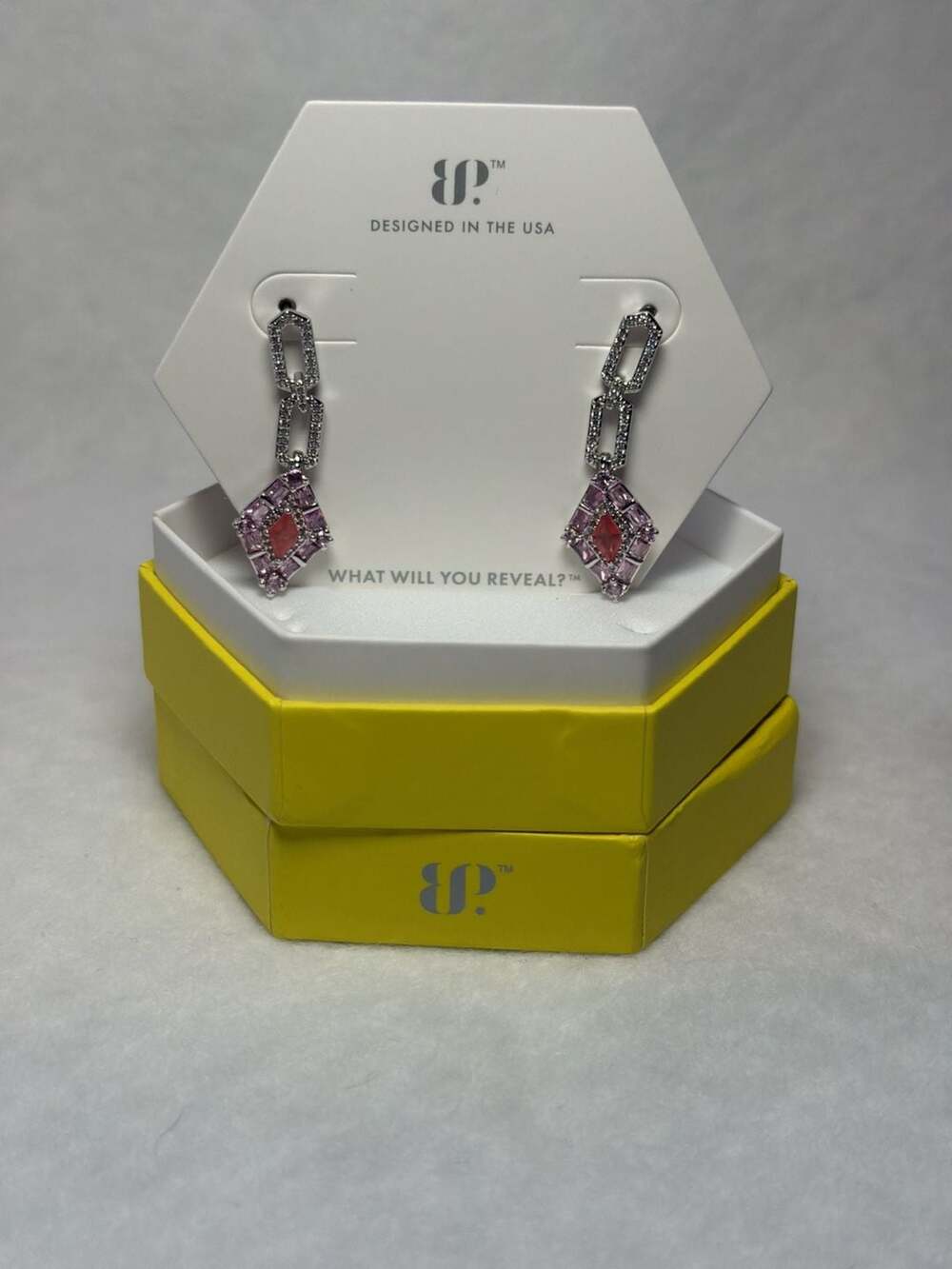 BO The Soirée Link Earrings Created Watermelon Calcite on Rhodium